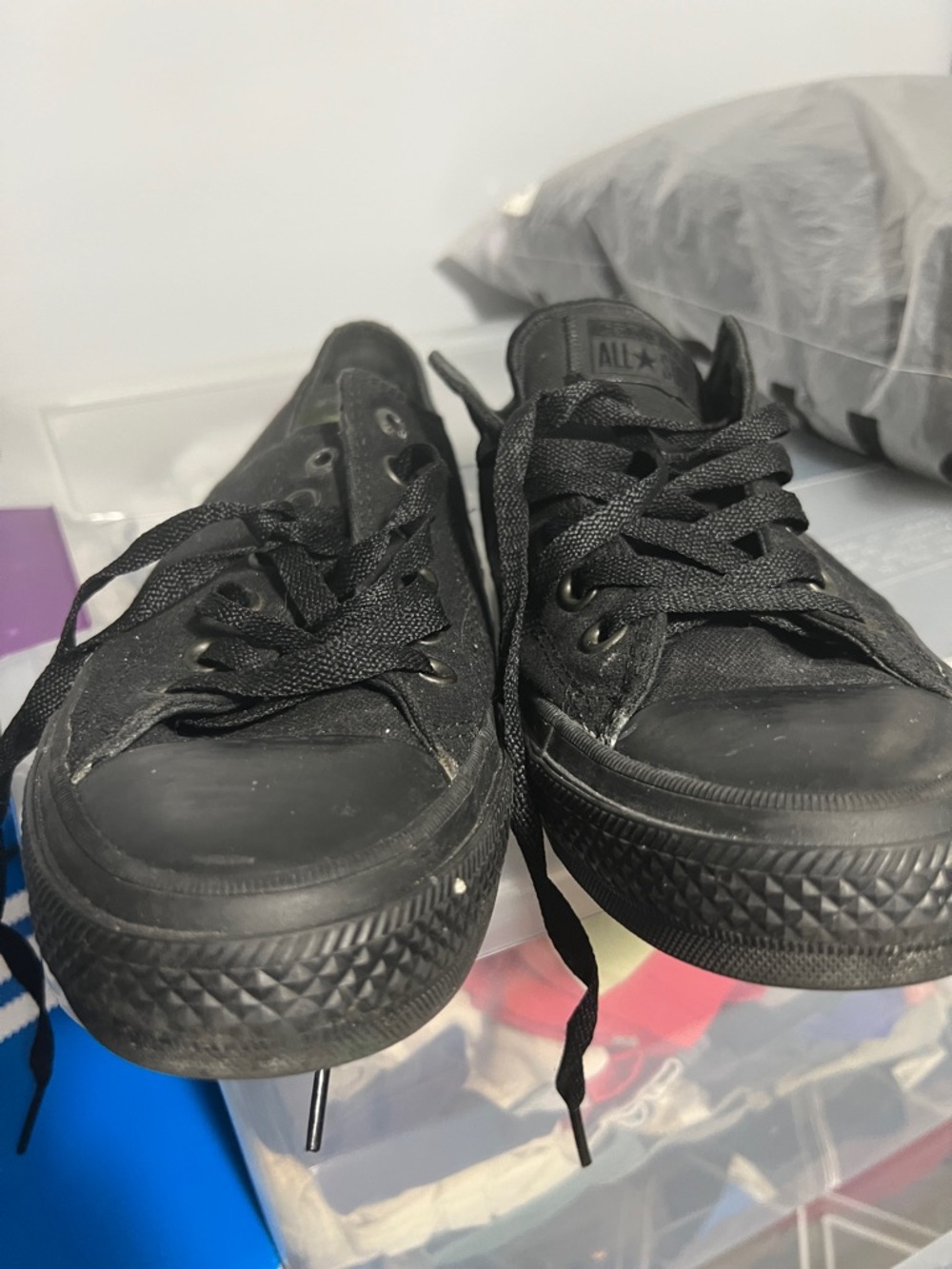 Converse Black Canvas Low-Top Sneakers with Neon Yellow Insole